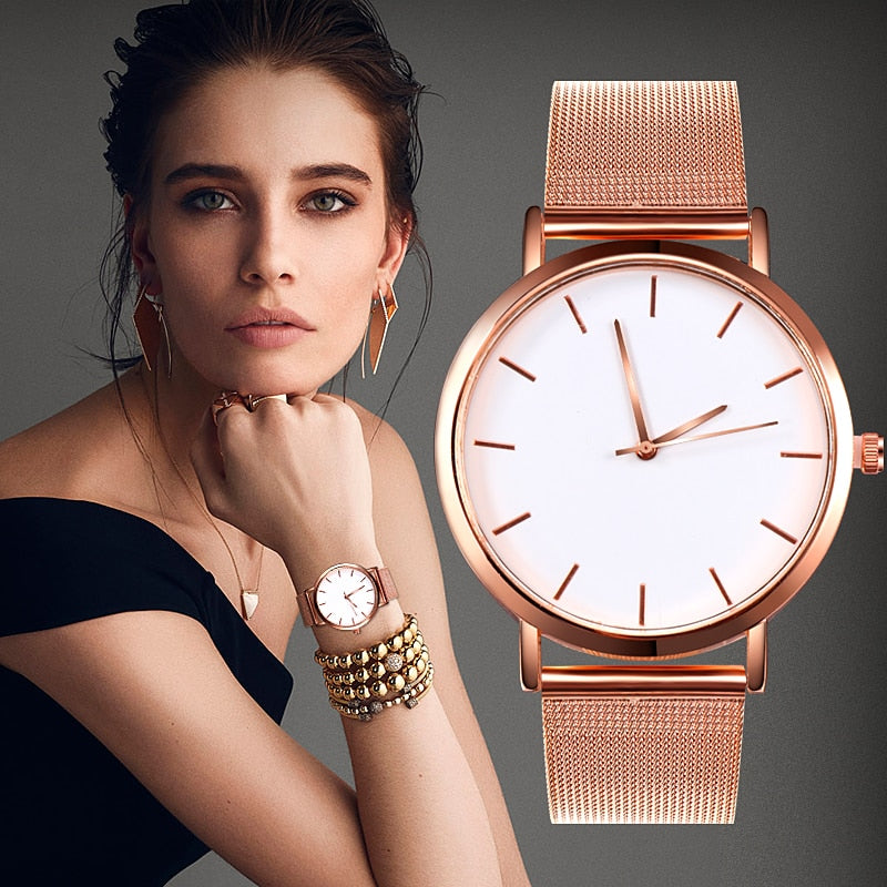 Fashion Women Simple Romantic Rose Gold Watch