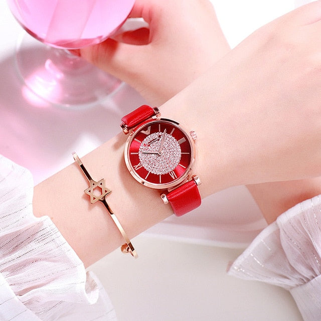 Women Luxury Diamond Rose Gold Wrist Watch