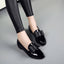 Women Bow Knot Shiny Patent Leather Block Heels