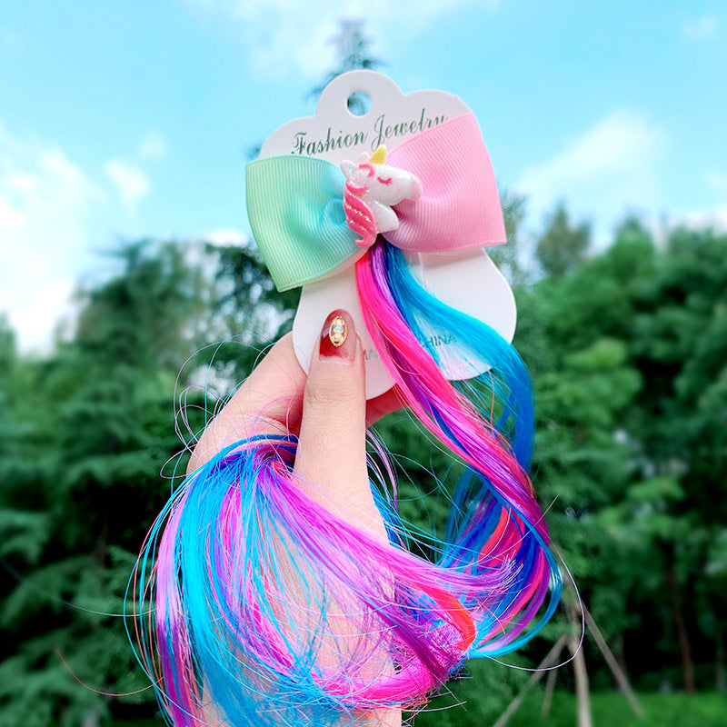 Girls Colorful Wig Cartoon Unicorn Hair Clips