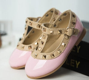 Leather Rivets Leisure Girls Sneakers