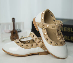 Leather Rivets Leisure Girls Sneakers