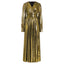 Luxury Golden Glitter Split V Neck Party Dress