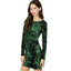 Green Sequin Women Club Dress