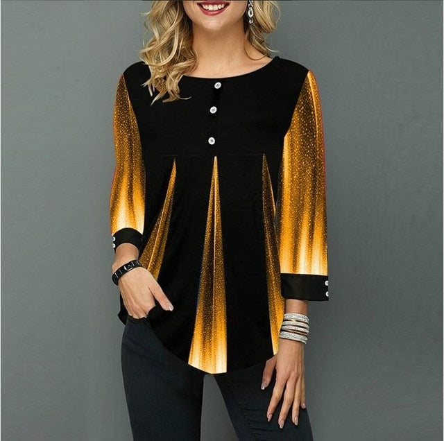 Women Spring 3/4 Sleeve Casual Printing Blouse