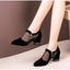 Summer Mesh Breathable Zip Pointed Toe Thick Heel