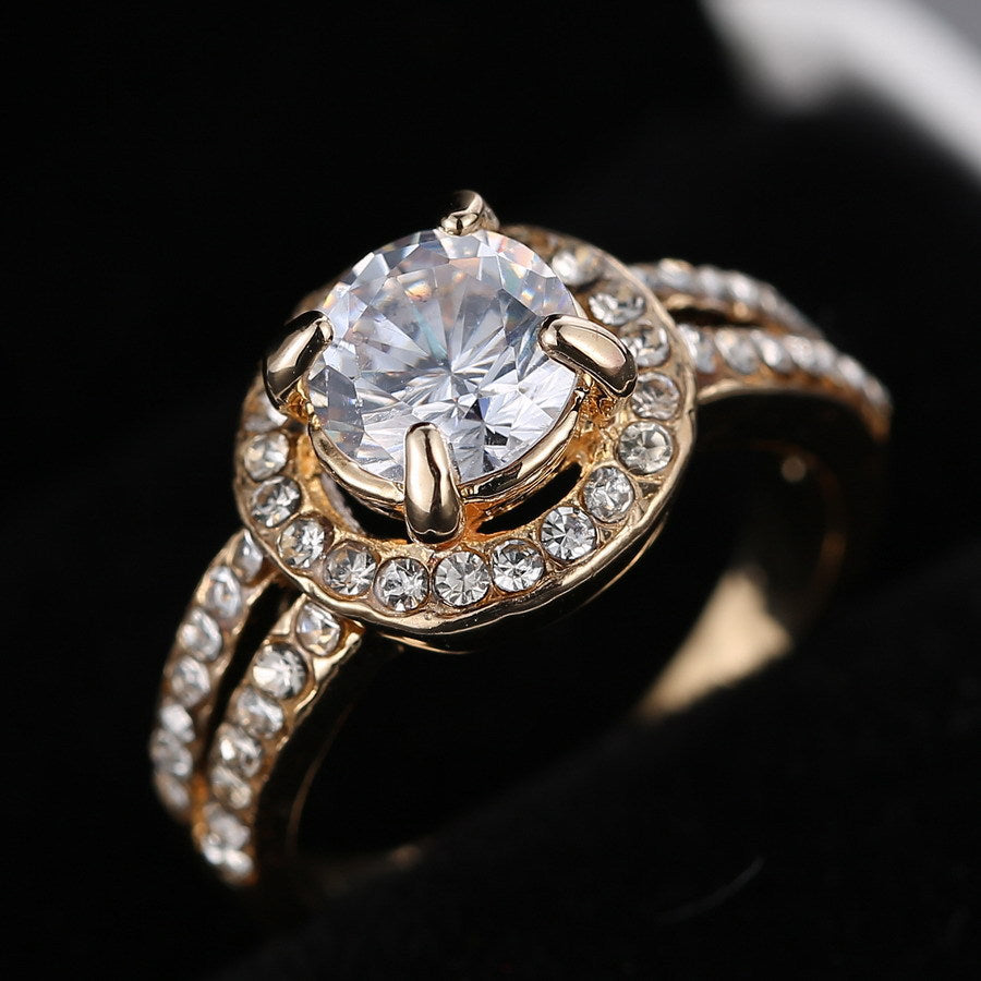 Women Gold Ring for Bride Crystal Ring